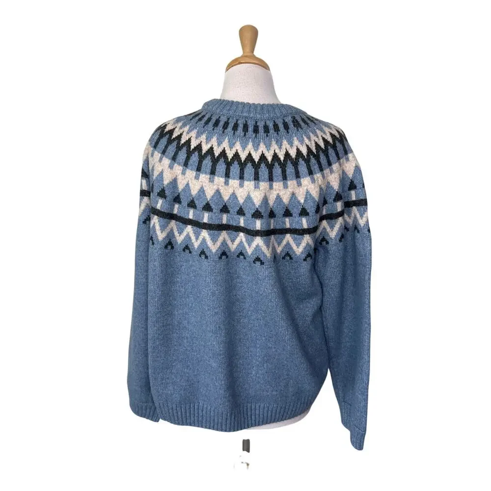 HANNA ANDERSSON Holiday Fair Isle Sweater Blue Size Large
